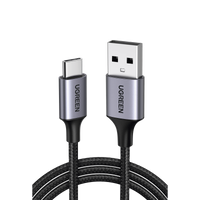 Cable USB-A a USB-C | 1 Metro | Transferencia de datos de 480 Mbps | Carga Rápida | QC 4.0/3.0/2.0 | FPC | AFC | Protección Integrada | Caja de Aluminio | Nylon Trenzado | Color Negro.