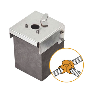 Molde de grafito horizontal unión en T horizontal de cable 2/0 AWG (pasante) con cable 2/0 AWG (terminal).