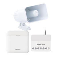 (AXPRO) KIT de alarma AX PRO con sirena cableada 30W / Incluye: 1 Hub con Batería de respaldo / 1 Sirena Cableada de 30 Watts IP65 / 1 Relevador Inalámbrico 0 a 36 VCC / Compatible con Hik-Connect P2P