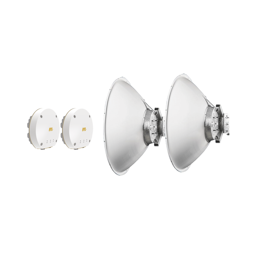 Kit de 2 radios B11 con 2 antenas JRMD120010/11RA, En frecuencia de 11 GHz,  incluye inyector POE, cable de alimentación  distancia de hasta el momento 80 km, sin interferencia e inmune al ruido.