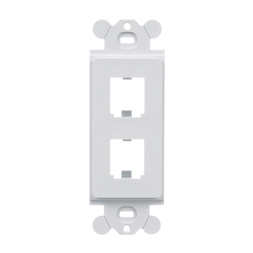 Marco de Módulo Dúplex, Para Placas Frontales Estándar GFCI, Acepta 2 Módulos Mini-Com, Color Blanco