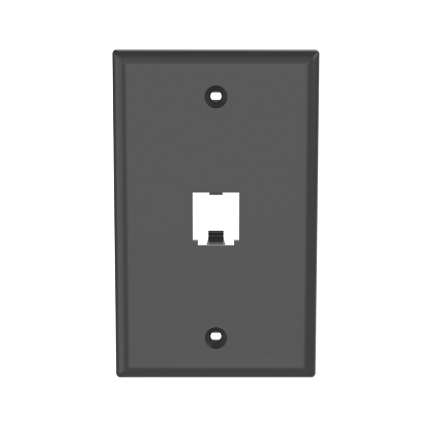 Placa de Pared Vertical Clásica, Salida Para 1 Puerto Mini-Com, Color Negro