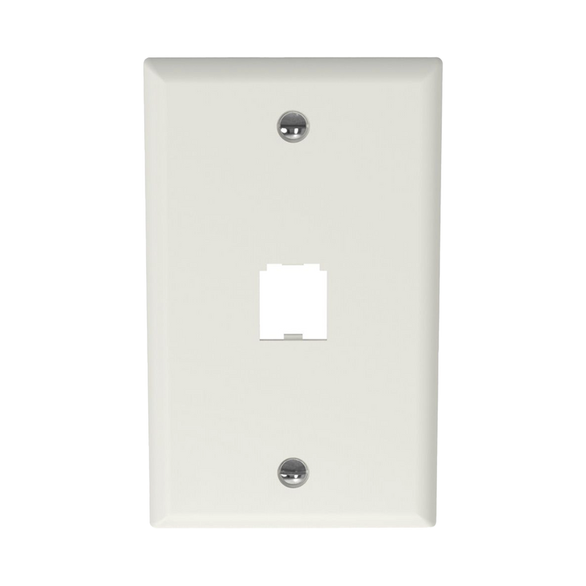 Placa de Pared Vertical Clásica, Salida Para 1 Puerto Mini-Com, Color Blanco Mate