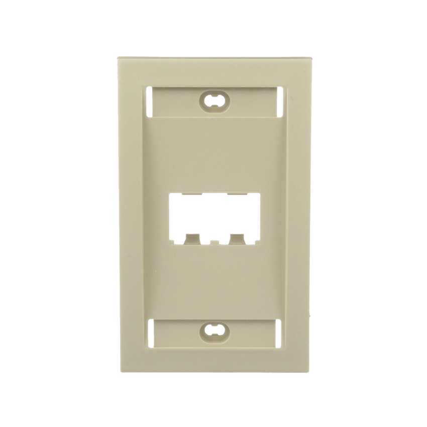 Placa de Pared Vertical Ejecutiva, Salida Para 2 Puertos Mini-Com, Con Espacios Para Etiquetas, Color Marfil