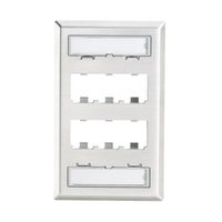 Placa de Pared Vertical, de Acero Inoxidable, Salida Para 6 Puertos Mini-Com, Con Espacios Para Etiquetas