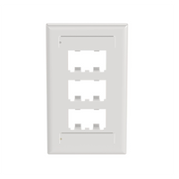 Placa de Pared Vertical Clásica, Salida Para 6 Puertos Mini-Com, Con Espacios Para Etiquetas, Color Blanco