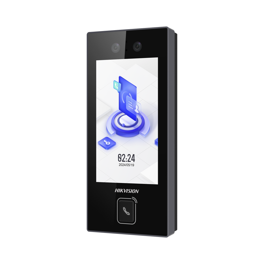 Terminal Facial Min Moe con BOTON DE LLAMADA FÍSICO / 3000 Rostros / Pantalla 4.5" / Administrable en la Nube con Hik-Connect Teams / Exterior IP65 / PoE / WiFi / HIK-IA