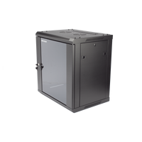 Gabinete para Montaje en Pared - Piso / Puerta de Cristal Templado / Cuerpo Fijo / 12 Unidades de Rack / 19" / Fabricado en Acero