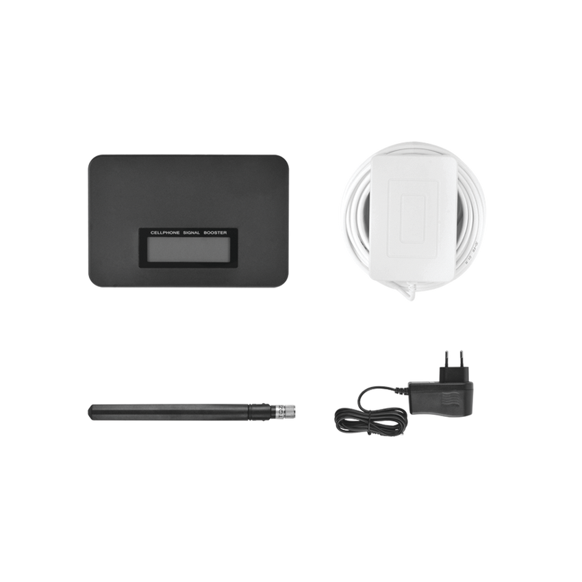 Kit Amplificador de Señal Celular de UNA banda de frecuencia / Mejora las llamadas convencionales / Soporta los datos de las tecnologías 2G y 3G de TELCEL, AT&T y MOVISTAR / Puede cubrir un espacio de hasta 140 m2.