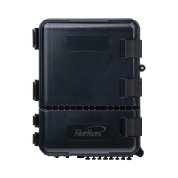 Caja de Distribución de Fibra Óptica para 24 Empalmes, con 8 acopladores SC/APC simplex, Exterior IP55, Color Negro