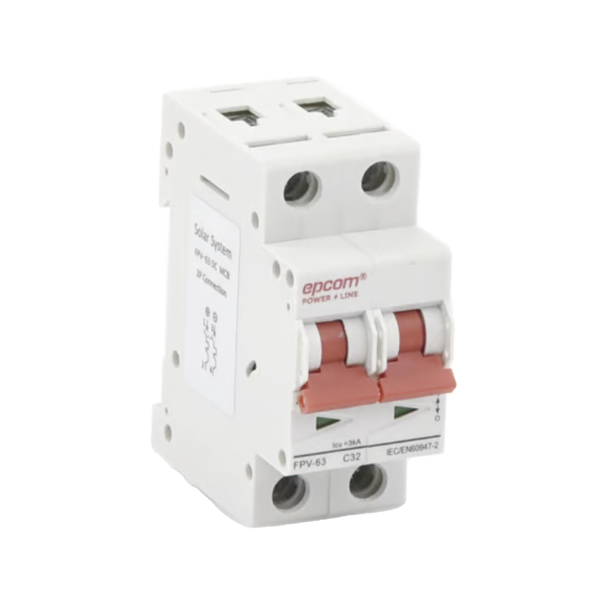 Protección Térmica/ Interruptor 2P, 32A,  Corriente Directa  800 Vcc para Aplicación Fotovoltaica Montaje Riel DIN