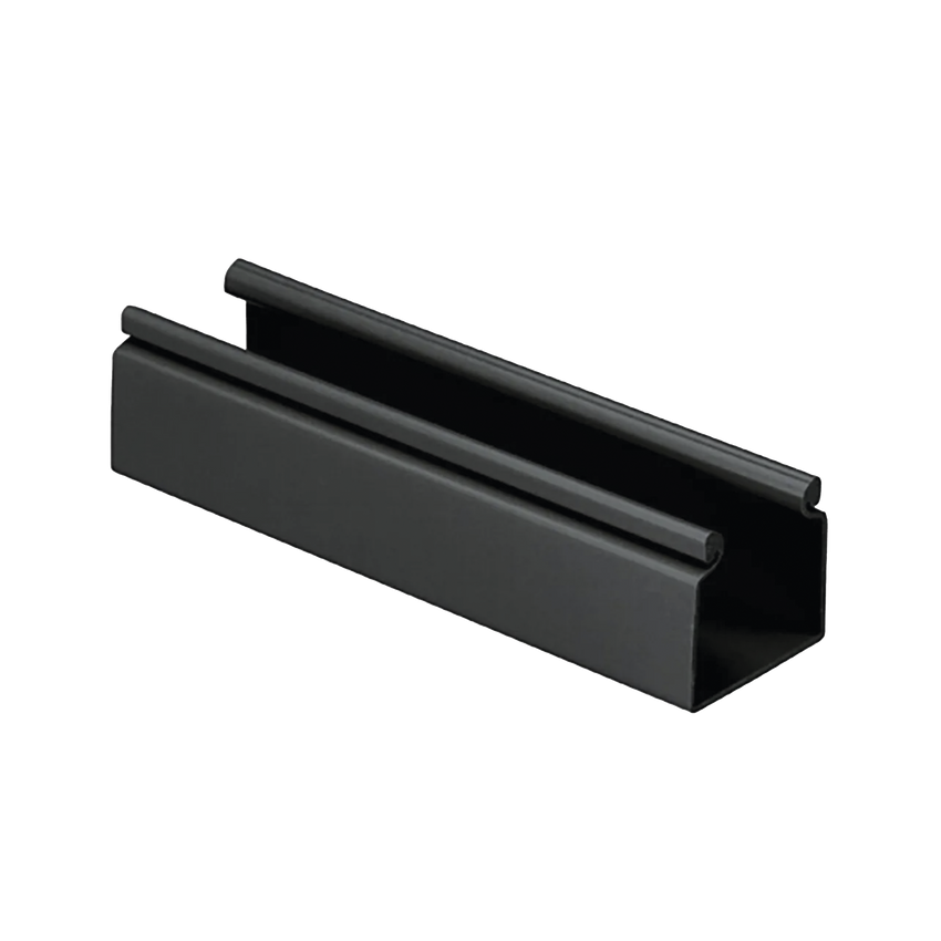 Canaleta FiberRunner™ 2X2 sin Tapa, de PVC Rígido, Sin Orificios de Montaje, Color Negro, 1.8 m de Largo