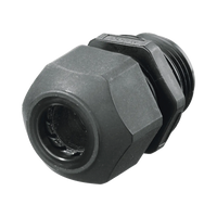 Conector de cable, estilo europeo para conductores de 0.18" a .31", para conduit 3/8", negro.