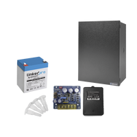 Kit con fuente PLB3 con salida de 12 Vcc a 4 Amper, incluye transformador y batería de 12 V a  5.5 Amper
