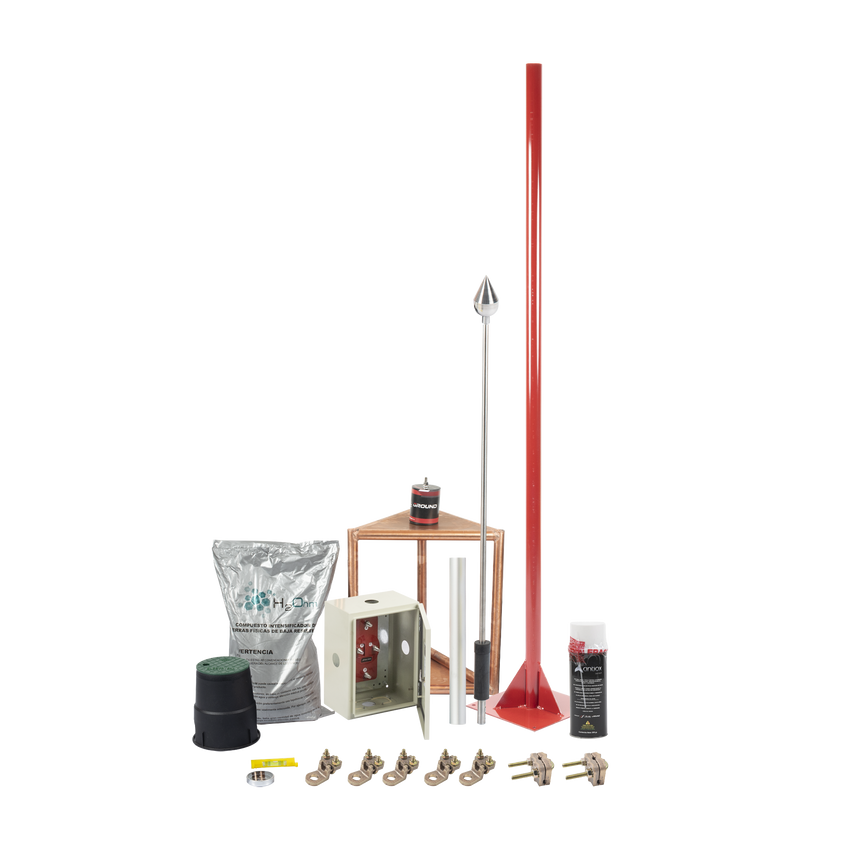 Kit Pararrayo con Accesorios para Protección de Diámetro de 200m.