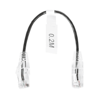 Cable de Parcheo Slim UTP Cat6 - 20 cm Negro Diámetro Reducido (28 AWG)