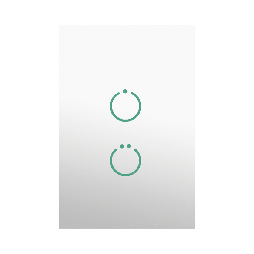 (ZWAVE) Interruptor On/Off panel táctil touch inalámbrico Zwave Plus 2 botones. Compatible con Hubitat HC8, Álula  M2M, otro