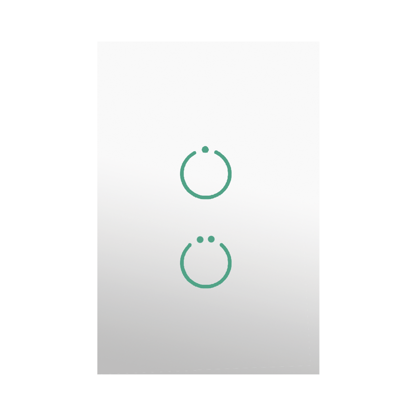 (ZWAVE) Interruptor On/Off panel táctil touch inalámbrico Zwave Plus 2 botones. No requiere cable neutro, Compatible con Hubitat HC8, Álula  M2M, otros