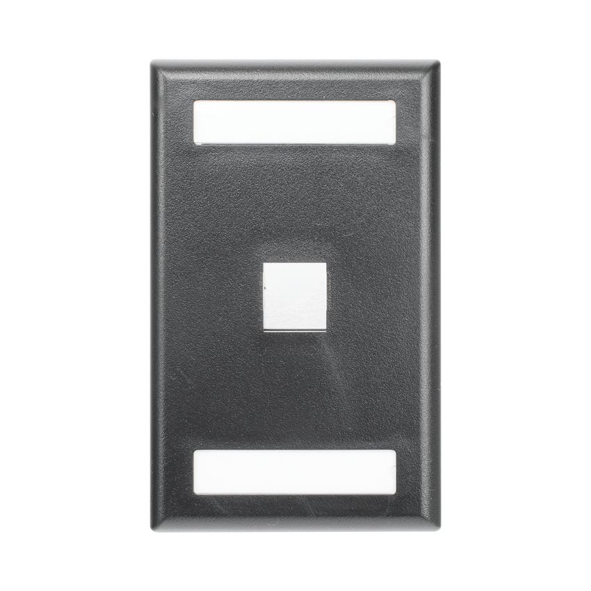 Placa de Pared Vertical, Salida Para 1 Puerto Keystone, Con Espacios Para Etiquetas, Color Negro