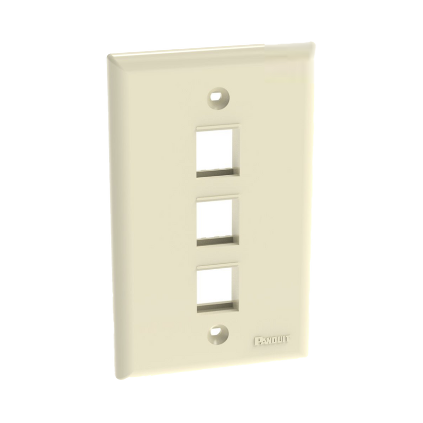 Placa de Pared Vertical, Salida Para 3 Puertos Keystone, Color Marfil