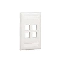 Placa de Pared Vertical, Salida Para 4 Puertos Keystone, Con Espacios Para Etiquetas, Color Blanco