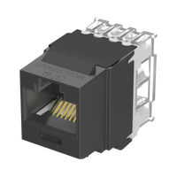 Conector Jack Estilo 110 (de Impacto), Tipo Keystone, Categoría 6A, de 8 posiciones y 8 cables, Color Negro
