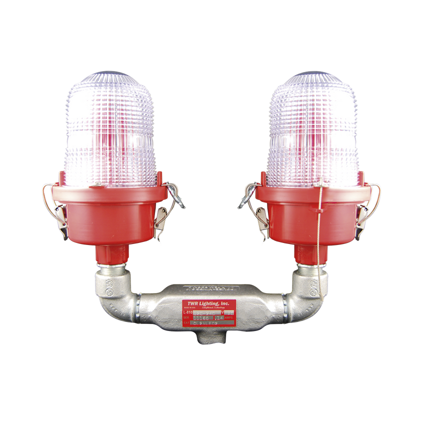 Lámpara de Obstrucción Roja Tipo L-810, Doble LED de baja intensidad, (12 - 24 Vcc).