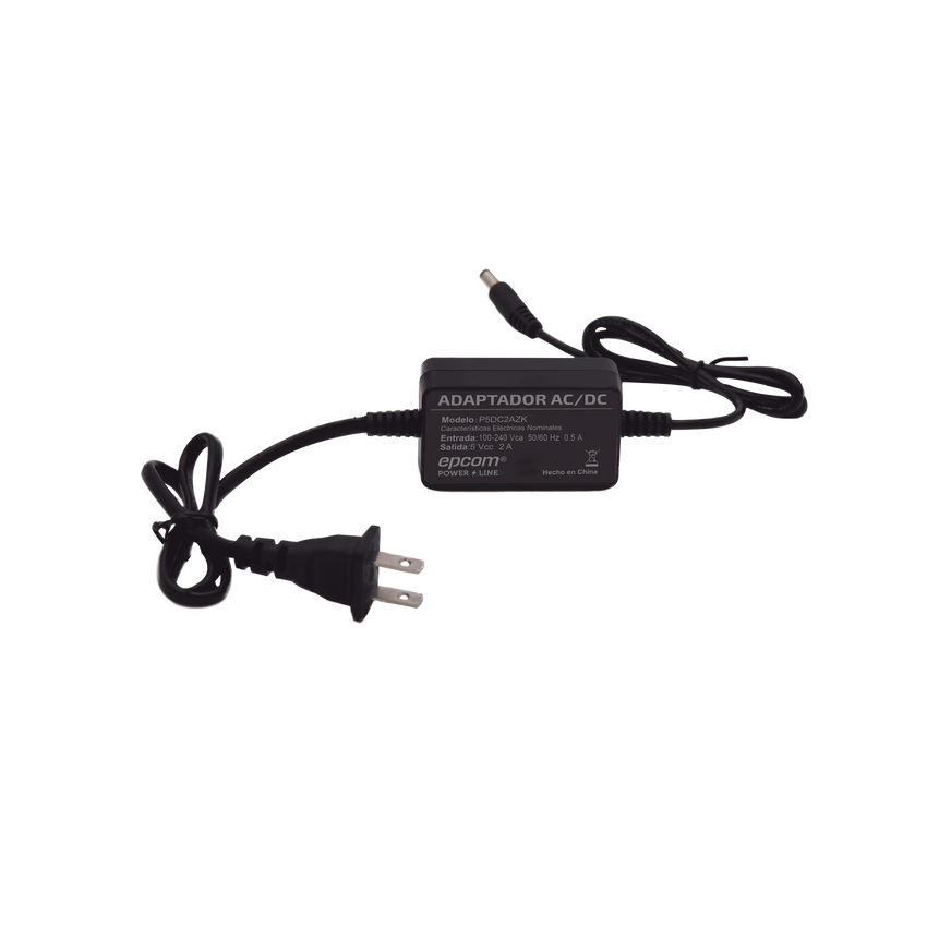 Adaptador 5 Vcc / 2A / UL / Voltaje de Entrada de 100-240 Vca / Para uso, solo en lectores biométricos de 5 Vcc de la marca ZK