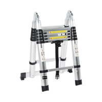 Escalera Telescópica de Aluminio Tipo Tijera de 1.9 + 1.9 Metros de Altura