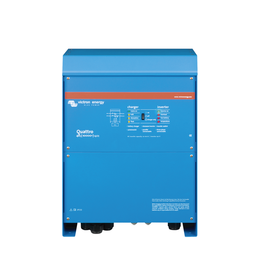 Quattro 48/10000/140-100/100 / Inversor Cargador de Onda Pura / Entrada 48 Vcc / Salida 8000 W 120 Vca  60 Hz