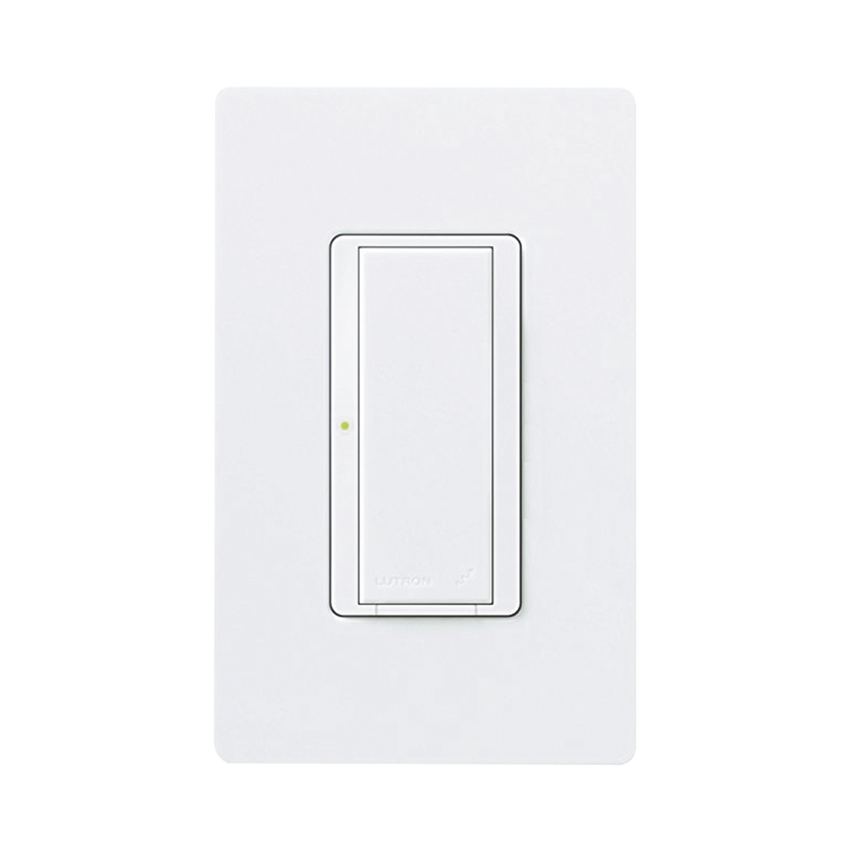 (RadioRA2) Switch on/off  RRD-8S-DV-WH de doble voltaje, un solo polo 120V/, 8A/, 1/10HP 3A en motores, apaga y enciende iluminación ó motor, NO requiere cable neutro.