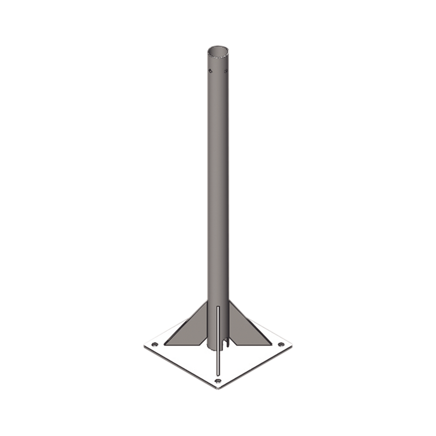 Mástil de 2 metros, de 2" de Diámetro, con Opresor, Base Soldada . Galvanizado por Inmersión en Caliente.