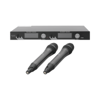 Kit de Microfonía inalámbrico | 2 Micrófonos de mano | Receptor UHF | Pantalla LCD | 200 Canales | Gran cobertura