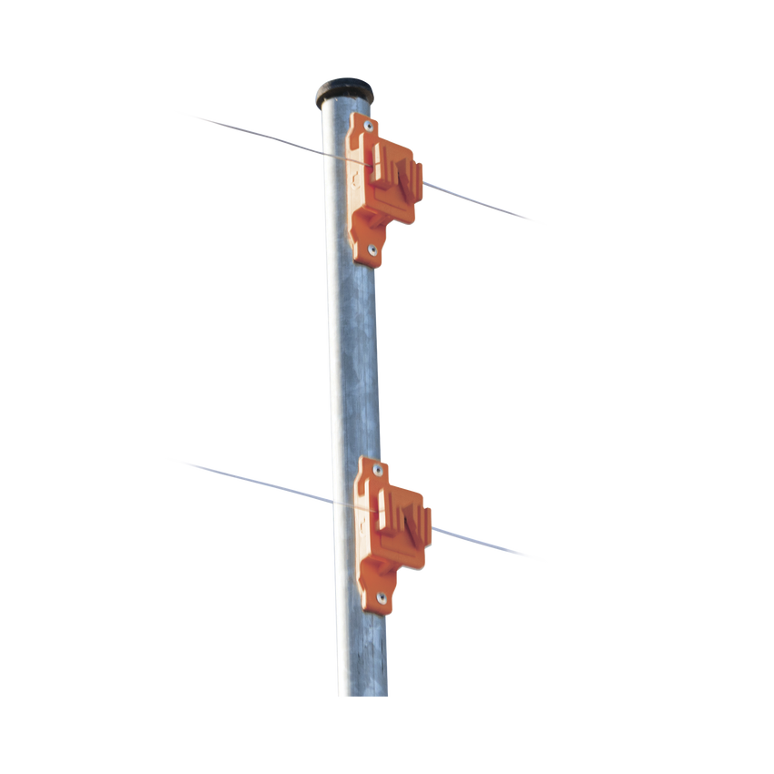 Aislador de Paso color Naranja reforzado para cercos eléctricos, resistente al clima extremoso