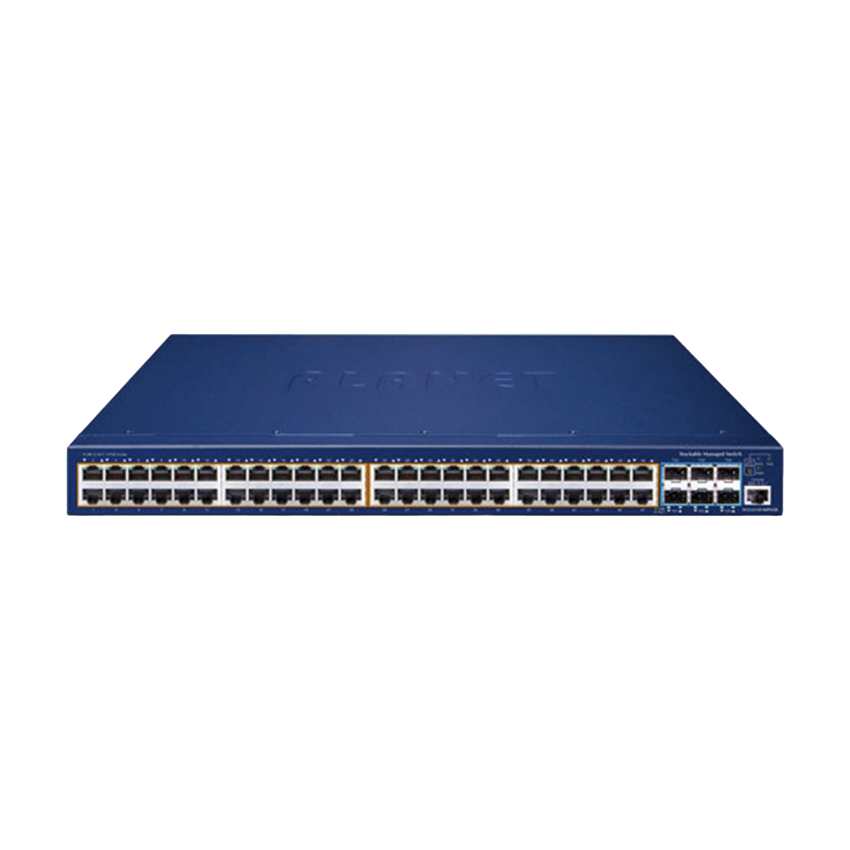 Switch Administrable Stacking Capa 3, 48 Puertos PoE Gigabit 802.3at, 6 Puertos SFP de 10 G, Incluye Fuente Redundante de 55 V cc