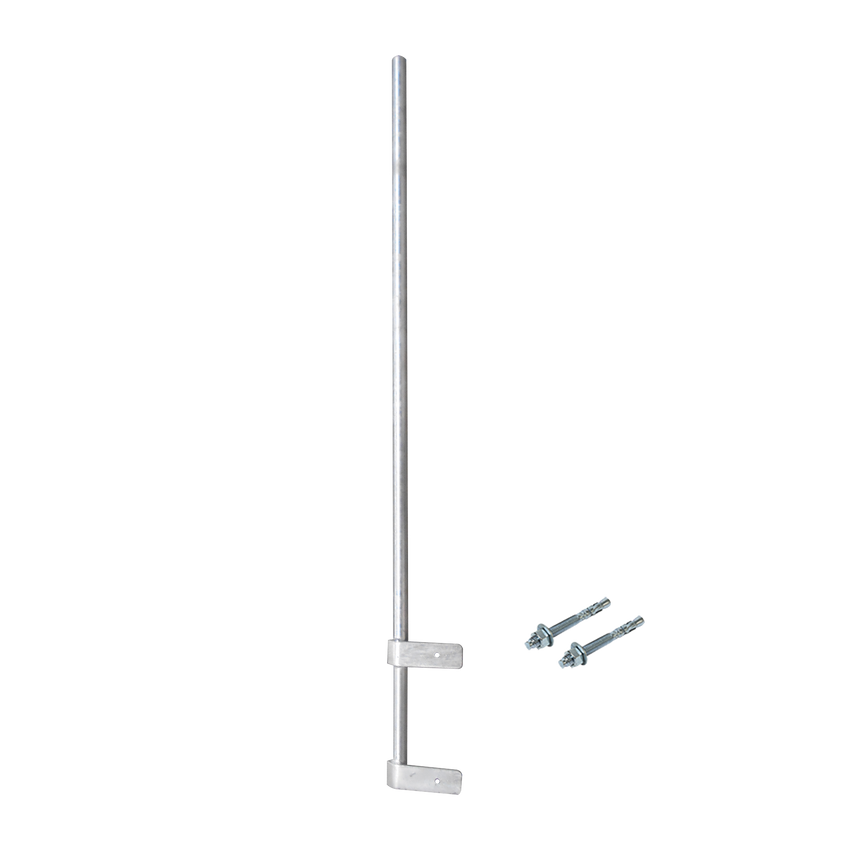 Mástil Liviano de Pared de 1.5 m (Diam. 1-1/4") con Cejas de Fijación  Soldadas, ¡No se gira! Incluye Taquetes para instalación.