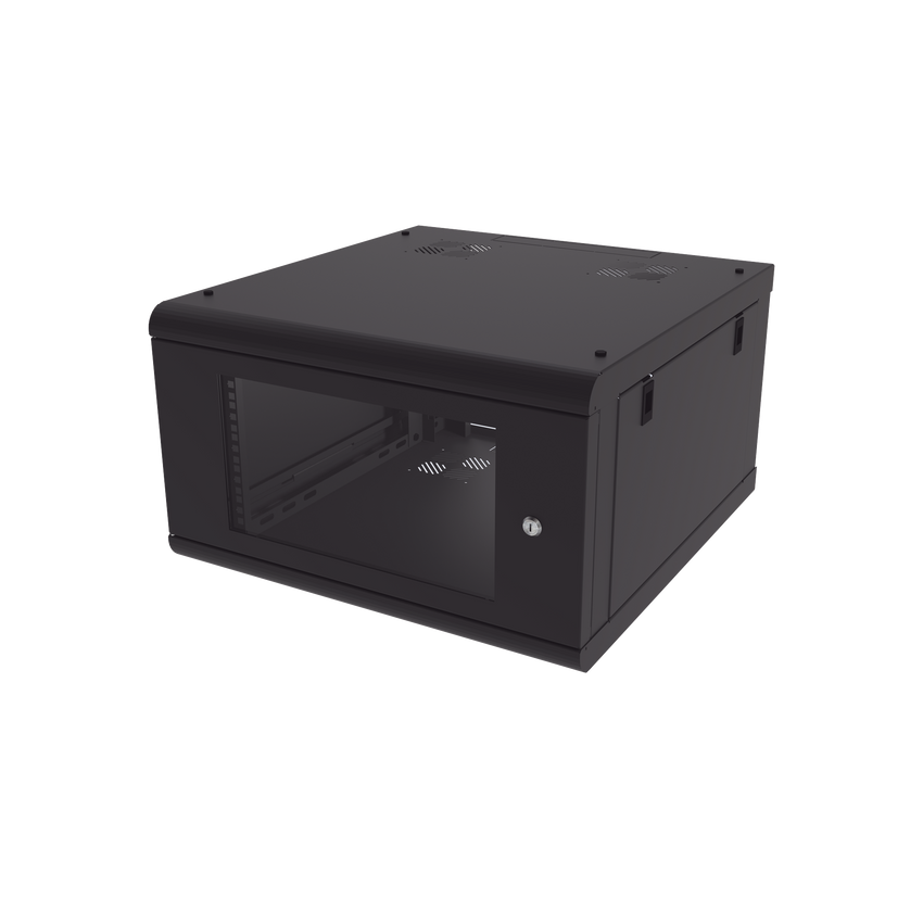 Gabinete de Pared con Puerta de Cristal Templado, 635 mm de Profundidad, 6U Rack de 19 in, Acero Reforzado