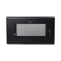 Gabinete de Pared de 6U con Puerta Perforada, 455 mm de Profundidad Total, Rack de 19'', Acero Reforzado Color Negro