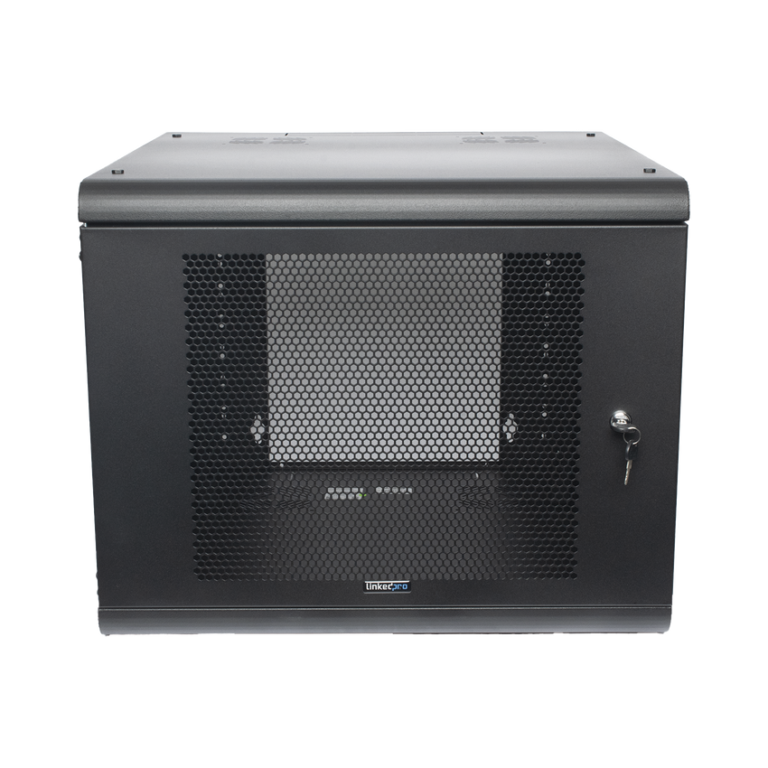 Gabinete de Pared con Puerta Perforada, 635mm de Profundidad, 9U Rack de 19 in, Acero Reforzado