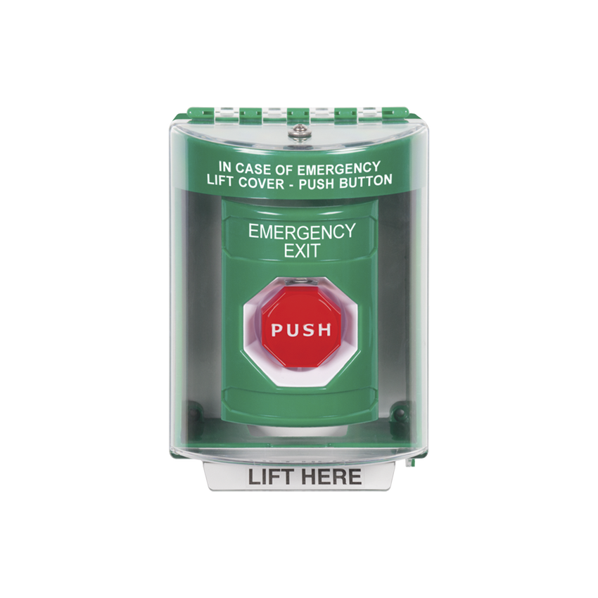 Botón de Salida de Emergencia / Cubierta de Policarbonato Súper Resistente de Superficie con Espaciador  / Temporizador Ajustable Neumático