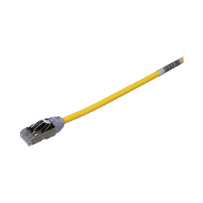 Patch Cord Cat6A, Diametro Reducido 28 AWG, Blindado S/FTP, CM/LS0H, 20 cm, Color Amarillo