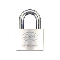 Candado de hierro alta seguridad con llave de disco/ Acabado Cromado/ Llaves Abloy/ Medida de Horquilla 34 mm.