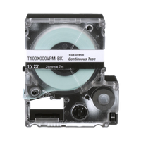 Casete de Etiquetas de Vinilo de Cinta Continua, Color Negro Sobre Blanco, Uso Interior/Exterior, 24 mm (1 in) de Ancho x 7.6 Metros de Largo