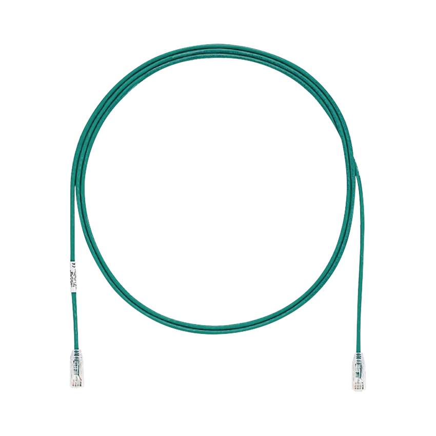 Cable de Parcheo TX6, UTP Cat6, Diámetro Reducido (28AWG), Color Verde, 7ft