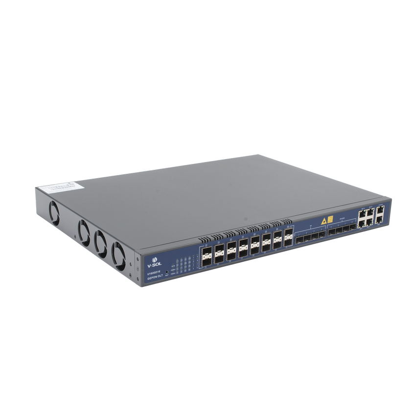 OLT de 16 puertos EPON con 12 puertos Uplink (4 puertos Gigabit Ethernet + 4 puertos SFP + 4 puertos SFP+) , hasta 1,024 ONUS