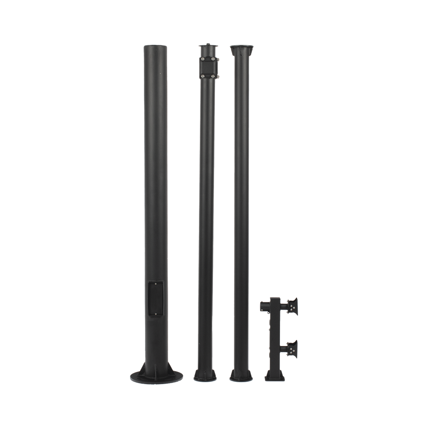 Poste Seccionado de 6 Metros / Tubos Mas Gruesos / Especializado para la Instalación de Videovigilancia / Incluye Base de Cimentación y Brazo para Cámara PTZ / Color Negro