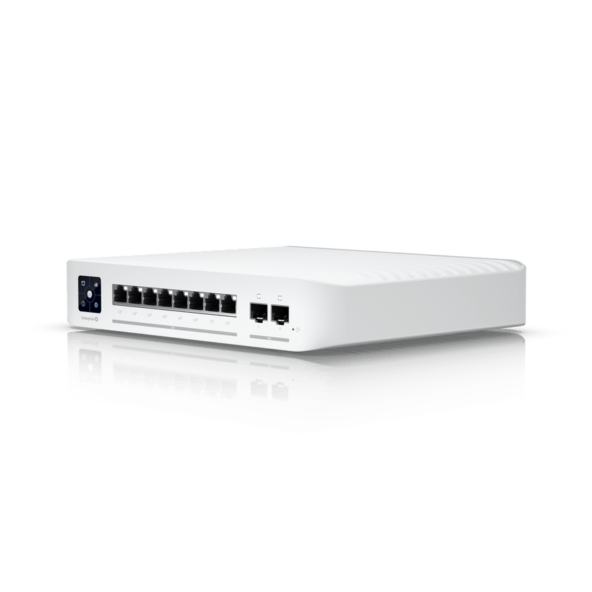 UniFi Switch Empresarial Capa 3 de 8 Puertos PoE 802.3af/at 2.5G + 2 Puertos 1/10G SFP+, 120W, Pantalla Informativa