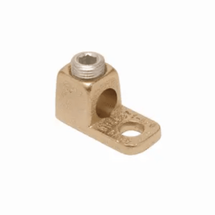 Conector de Cobre con tornillo de fijación para cable calibre  4 - 1/0 AWG y Tornillo de 3/8".