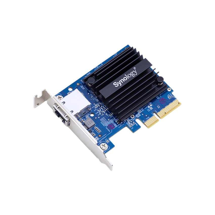Adaptador de Ethernet E10G18-T1 | 10 Gbps | Compatible con PCIe 3.0 y 2.0 | Autonegociación 4 u 8 Canales | Perfil Bajo y Altura Completa | Compatibilidad con Synology DSM 6.1.7 o Posterior | Certificaciones FCC, CE, BSMI | Garantía de 5 A&a