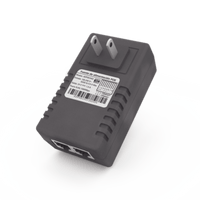 Adaptador de pared / Inyector PoE / 48 Vcc / 0.5 A / Controlado por chip IC / Protección contra OV, OC, SC, UV/  Fácil de instalar